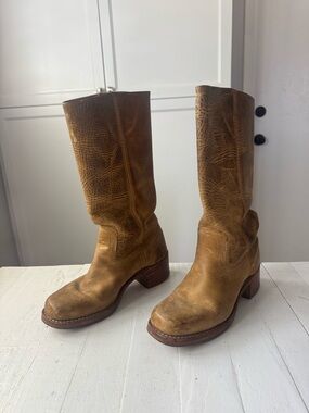 Frye Women's Campus Tall Leather Boots in Tan